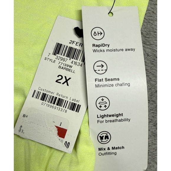 NWT ID Ideology Plus Size Solid Essentials Active Tee Neon Yellow Size 2X - Picture 6 of 10